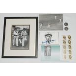 Don Bradman. A small selection of ephemera relating to Bradman, some items signed. Includes two copy