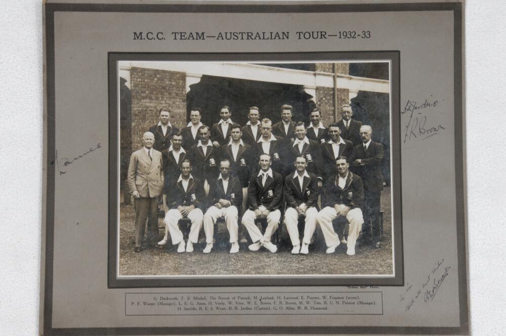 'Bodyline'. 'M.C.C. Team- Australian Tour- 1932-33'. Official mono photograph of the M.C.C.