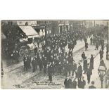 'After the Football Match at Tottenham'. Early mono printed postcard showing the crowds pouring