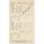 England v Australia 1964. Official scorecard for the fourth Test, Old Trafford, 23rd-28th July 1964.