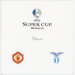 Manchester United v Lazio 1999. Official pre match menu for the Super Cup Final held at the Monte