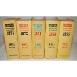 Wisden Cricketers' Almanack 1971, 1972, 1973, 1974 and 1975. Original hardback editions with