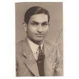 Syed Mushtaq Ali. India 1933/34-1951/52. Original sepia studio photograph of Mushtaq Ali, head and