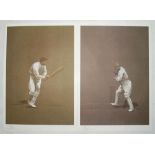 John Hawkins prints 1988/89. Three large colour prints from original artworks of cricketers by