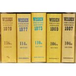 Wisden Cricketers' Almanack 1967, 1969, 1973, 1977 and 1979. Original cloth covers. Odd minor faults