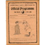 Tottenham Hotspur v Liverpool. English League Division 1. Season 1912-1913. Original programme for