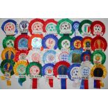 Football club rosettes 1970/80's. Collection of thirty two International club and country