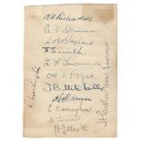 Derbyshire C.C.C. 1936. Album page signed in ink and pencil by twelve Derbyshire players. Signatures