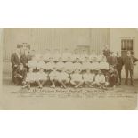 Tottenham Hotspur 1907/08. Early mono real photograph postcard of the team and officials, standing