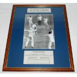 'Sir Richard Hadlee. First bowler to capture 400 test wickets'. Mono photograph of Hadlee claiming