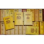 Wisden Cricketers' Almanack 1977 to 1997 and 2001. The editions for 1981, 1982, 1985 to 2001 are