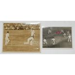 England v South Africa 1935. Two original mono press photographs of action from the 1935 Test