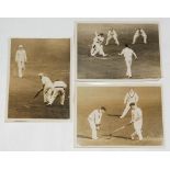 Australia tour to England 1926. Three original sepia press photographs of action from tour