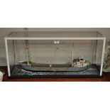 A scale model of the fishing trawler Noordborg, in perspex case, case w.65cm