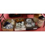 Three boxes of mixed ceramics to include Japanese eggshell, Woodsware part dinner service, German
