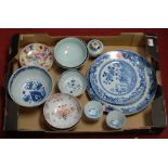 Assorted Oriental ceramics, to include Chinese blue and white tea bowls, plates, pair of famille