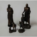 A collection of four Maasai bronzed composition figures, entitled Binti, Mwana, Pamoja and Kima