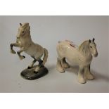 A Beswick model of a grey shirehorse, gloss finish, h.22cm; and one other of a prancing grey horse