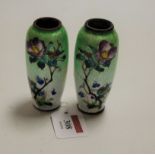 A pair of early 20th century Japanese cloisonné vases, of tapering cylindrical form, typically