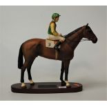 A Beswick Connoisseur model of Nijinsky with Lester Piggott up, on wooden plinth, matt finish, h.