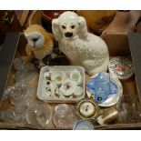 Mixed lot, to include crested cabinet china, moulded glass animal ornaments, Doulton baby's bowl,