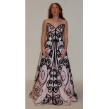 Murray Arbeid - A ladies pale pink duchesse satin strapless full length evening gown, embroidered