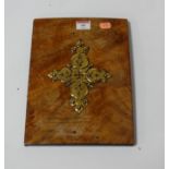 A Victorian figured walnut and brass mounted folio blotter