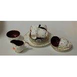 A Susie Cooper six place setting teaset, having gilt decoration on a white ground