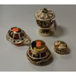 Royal Crown Derby porcelain table cigarette lighter, pattern No. 1128, together with a Royal Crown