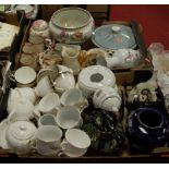 Two boxes of various ceramics, to include an Indian Tree pattern jardiniere