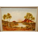 B.J. Robinson - Australian landscape, oil; and two other landscapes in oil (3)