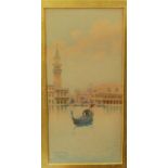 Pietro Bortoluzzi - Venetian scene, watercolour, signed lower left, 30 x 14cm