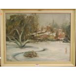 SG - Winter landscape, oil on canvas, signed with monogram and dated 1942 lower left, 46 x 61cm