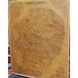 Bacon''s 20th century map of East Anglia, rolled and canvas backed; together with Richardson's