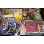 Four boxes containing a large quantity of mainly modern release diecasts and accessories, to include