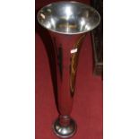 A contemporary chromed metal trumpet form floor vase, height 100cm