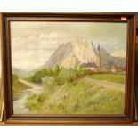 20th century continental school - Landscape study, oil on canvas, 45 x 55cm