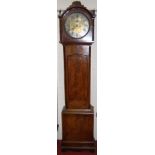 A 19th century mahogany longcase clock, having a circular silvered and brass dial, with twin winding