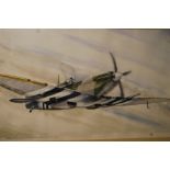 English school, 20th century, MH 486 Spitfire, watercolour, signed indistinctly, 39 x 62cm.