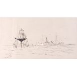 William Minshall Birchall, (1884-1941), Off Maplin Sand, ink sketch, signed, titled and dated 1926