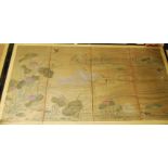 A pair of early 20th century Japanese panel watercolours, each depicting swans upon a river (both