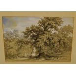 George Barnard - Parkland scene, watercolour with body colour, signed and dated 1839 lower right, 24