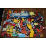 One tray containing a quantity of mixed playworn diecast vehicles, to include Corgi Toys, Dinky Toys