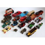 A collection of plastic wooden and white metal kit built vehicles to include a General Services