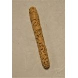 A 19th century Chinese Canton carved ivory needle case, length 9.5cm