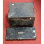 Two early 20th century black painted metal boxes