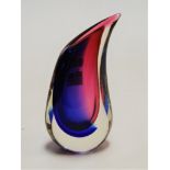 A modern pink and blue tinted art glass vase, indistinctly signed, h.19cm