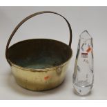 A Victorian copper preserve pan, dia.32cm; together with a modern art glass vase (chip to vase) (2)