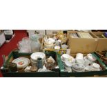 Four boxes of mixed glassware and ceramics, to include a Victorian teapot with gilt decoration,