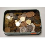 A box of miscellaneous mainly English coinage, to include George V pennies etc; together with